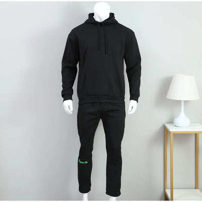 Men Cotton Printed Tracksuit 2PCS Set Hoodies Straight Pants