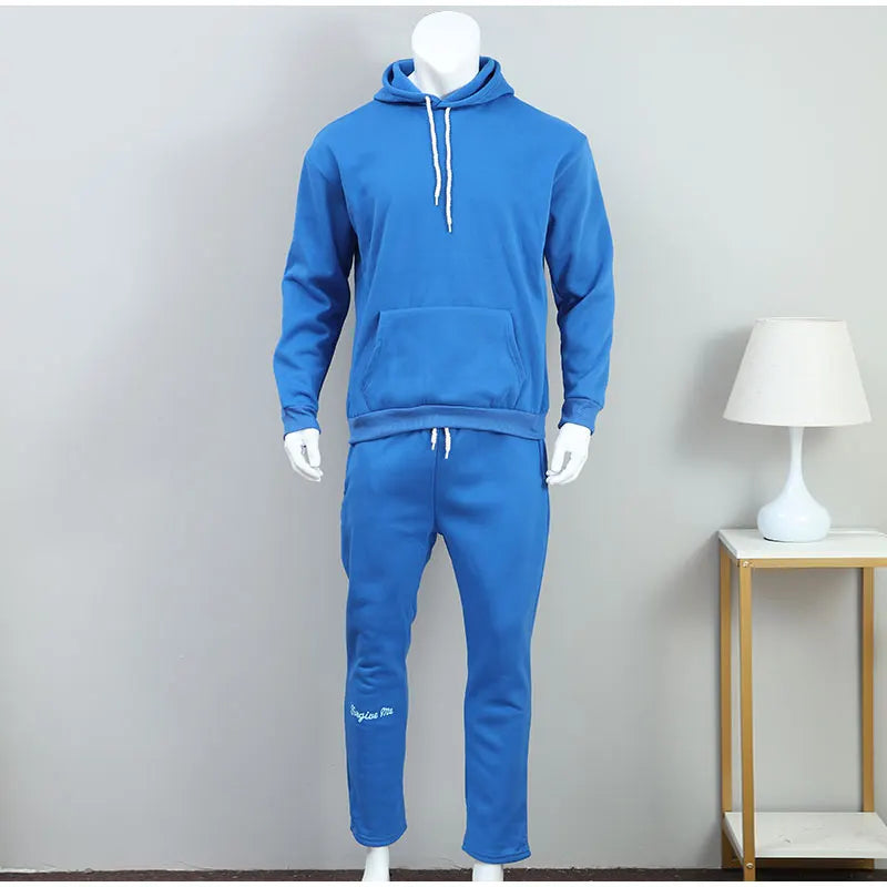 Men Cotton Printed Tracksuit 2PCS Set Hoodies Straight Pants