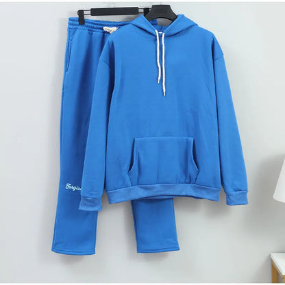 Men Cotton Printed Tracksuit 2PCS Set Hoodies Straight Pants